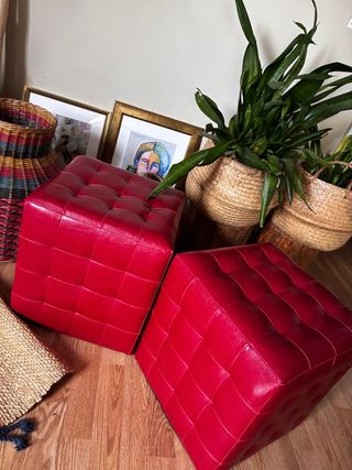 Juego de 2 Puf Cubo Polipiel Rojo(o individual tb)