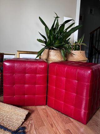 Juego de 2 Puf Cubo Polipiel Rojo(o individual tb)
