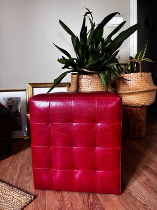 Juego de 2 Puf Cubo Polipiel Rojo(o individual tb)