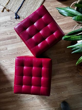 Juego de 2 Puf Cubo Polipiel Rojo(o individual tb)