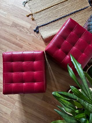 Juego de 2 Puf Cubo Polipiel Rojo(o individual tb)