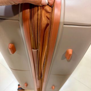 Maleta Grande Expandible ABS Beige/Naranja Nueva