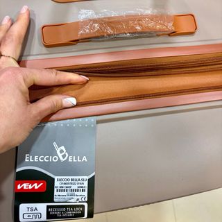 Maleta Grande Expandible ABS Beige/Naranja Nueva