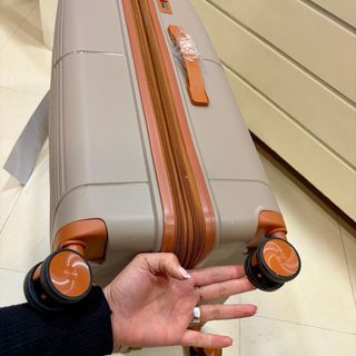 Maleta Grande Expandible ABS Beige/Naranja Nueva