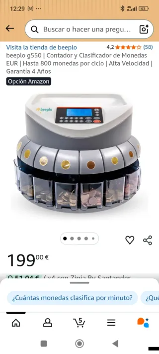 Contador y Clasificador de Monedas Beeplo