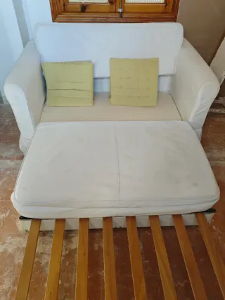 Sofá Cama 2 Plazas Ikea Blanco con canapé