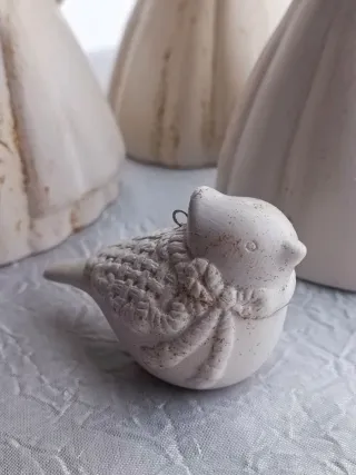 Set 3 angeli + uccellino ceramica