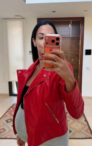 Cazadora efecto piel roja Talla XS