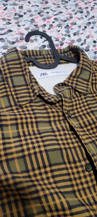 Camisa Zara cuadros amarilla y verde