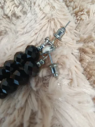 Pulsera y pendientes Lotería negros