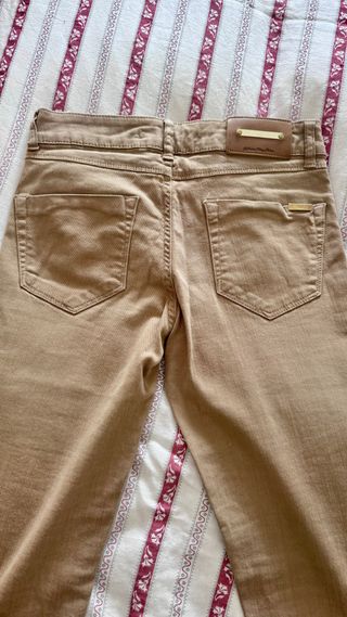Pantalón Zara Fit Marrón cremalleras