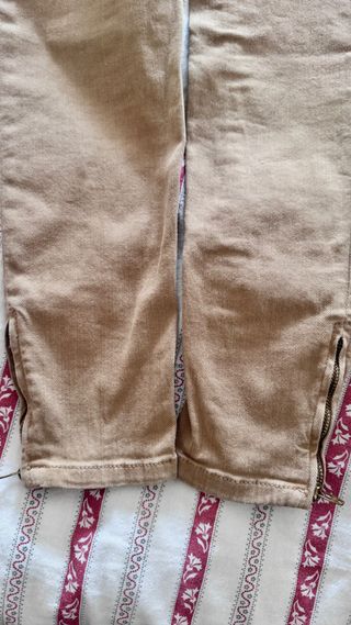 Pantalón Zara Fit Marrón cremalleras