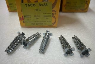 Tacos metálicos Mikalon 8x38. 37 cajas de 50 tacos