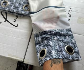 2 Tende Dalila 140x275 Semi Filtrante Blu/Grigio