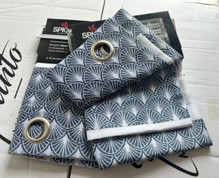 2 Tende Dalila 140x275 Semi Filtrante Blu/Grigio