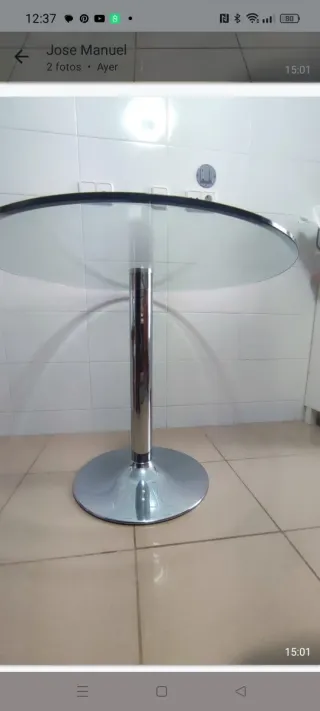 Tavolo rotondo in vetro e acciaio da 90 cm