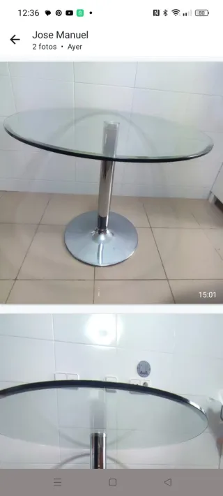 Tavolo rotondo in vetro e acciaio da 90 cm