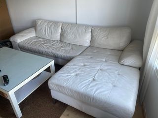 Sofá chaise longue blanco piel