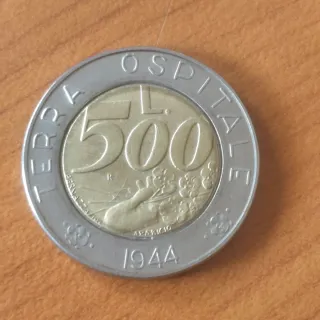 Moneta 500 Lire 1944 Terra Ospitale