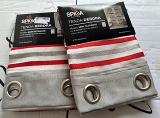 2 Tende Debora 140x275 Semi Filtrante Rosso/Grigio