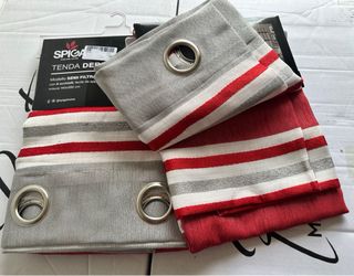 2 Tende Debora 140x275 Semi Filtrante Rosso/Grigio