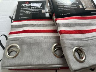 2 Tende Debora 140x275 Semi Filtrante Rosso/Grigio