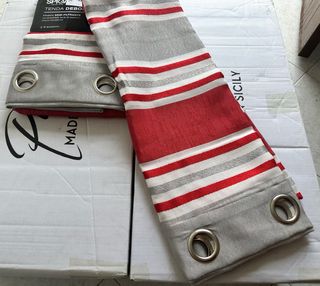 2 Tende Debora 140x275 Semi Filtrante Rosso/Grigio