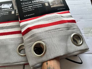 2 Tende Debora 140x275 Semi Filtrante Rosso/Grigio