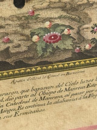 Lámina Antigua: Nuestra Señora de Monserrate 1791