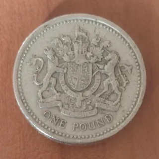 Moneta One Pound con Corona e Palme