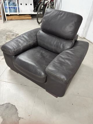 Sillón individual de piel negro/marrón oscuro