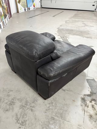 Sillón individual de piel negro/marrón oscuro