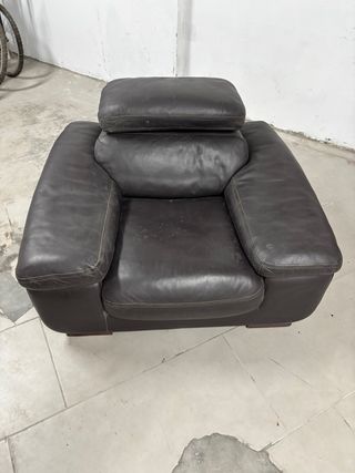 Sillón individual de piel negro/marrón oscuro