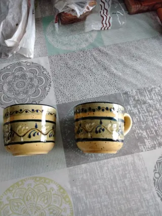 Juego de 2 tazas de cerámica hechas a mano