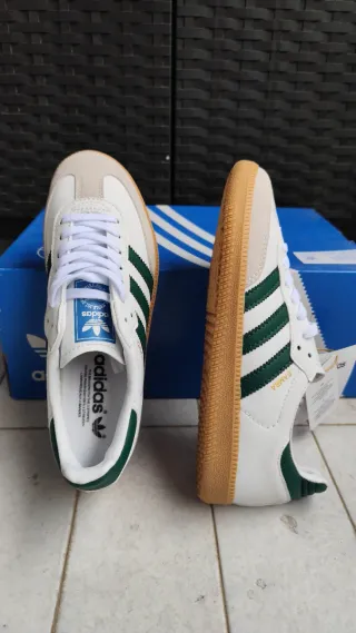 Zapatillas Adidas Samba OG Mujer Blancas/Verdes