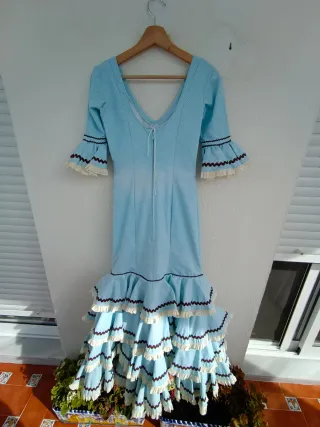 Traje Flamenca Talla 36 Azul