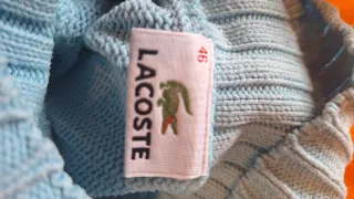 Jersey cuello vuelto Lacoste celeste mujer