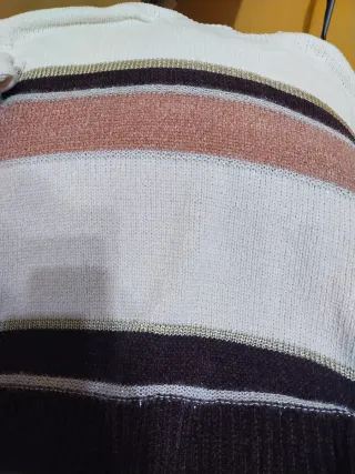 Jersey M/L beige y rosa con detalles brillantes