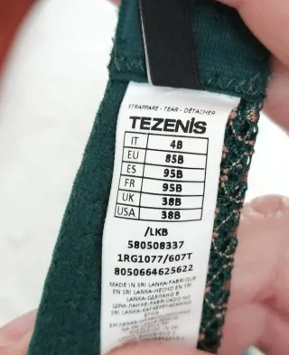 Conjunto lencería encaje verde y beige