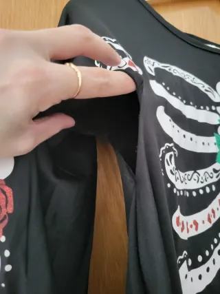 Vestido Catrina Esqueleto Negro y Rojo