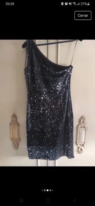 Vestido fiesta lentejuelas un hombro