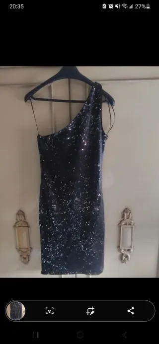 Vestido fiesta lentejuelas un hombro