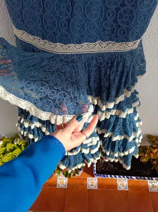 Traje Flamenca Talla 36 Azul