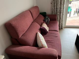 Sofá 3 plazas tela rosa