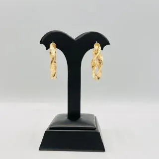 PENDIENTES ARO GRECA. Oro 18k. Peso: 5.27gr, Largo