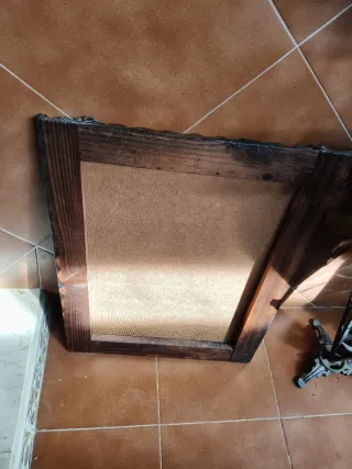 Cuadro antiguo madera tallada foto mujer