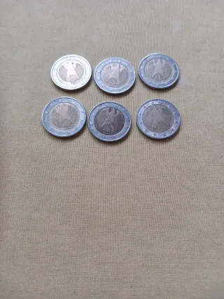 Lote 6 monedas 2 e. Alemania 2002 ceca G. 12,60 e.