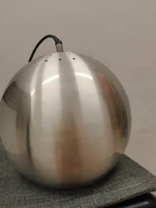Lampadario Mid-Century Modern argentato sferico