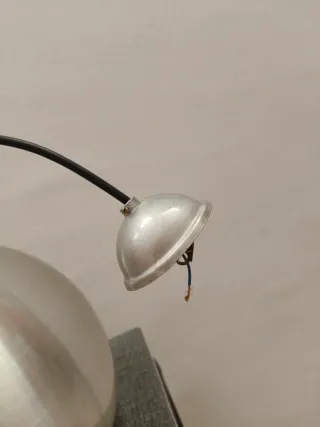 Lampadario Mid-Century Modern argentato sferico