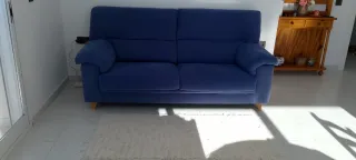 Sofá 3 plazas azul tela